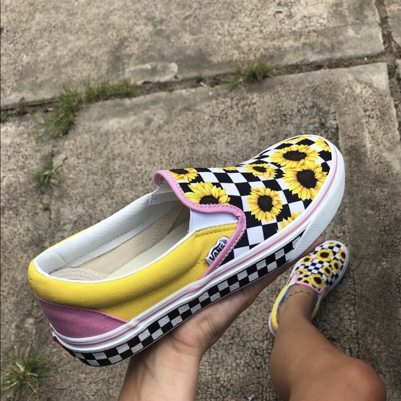 sunflower vans slip on shoes